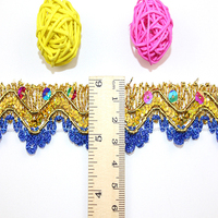 Promotion : Ruban brodé de dentelle indienne à sequins, motif floral perlé, de qualité supérieure