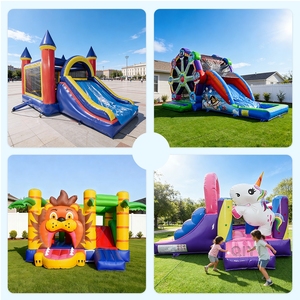 Château gonflable combiné commercial bleu foncé pour enfants et adultes, idéal pour les fêtes en extérieur - Product Image 5