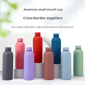 Botella de Boca Pequeña Americana de Acero Inoxidable de Doble Capa 304, Vaso de Pintura de Goma, Portátil para Exteriores, Automóvil, Deportes, Sin Aislamiento Térmico - Product Image 1