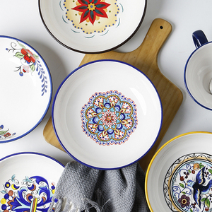 Piatto Fondo in Ceramica Personalizzabile da 8 Pollici, Stile Americano con Motivo Vegetale Ecologico, per Riunioni Familiari, Matrimoni e Feste - Product Image 6