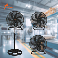 Ventilateur sur pied industriel à pales métalliques mécaniques, mural, 18 pouces, 3 en 1, pour usage extérieur et hôtelier
