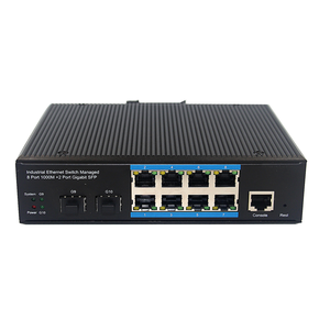 สวิตช์อีเธอร์เน็ตอุตสาหกรรมแบบจัดการได้ รองรับกิกะบิต 8 พอร์ต 2 SFP ติดตั้งบนราง DIN แบบไร้พัดลม สวิตช์เครือข่าย L2 ตัวเรือนโลหะ ทนอุณหภูมิสูง - Product Image 1