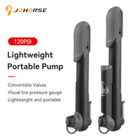 Pompe à air pour vélo JOHORSE haute pression légère 120 PSI, gonfleur portable en nylon pour valves Schrader et Presta, tige télescopique de 13 cm