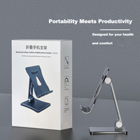 Support de téléphone portable de bureau pliable en aluminium flexible, entièrement pliable, réglable en angle, étanche, compatible avec iPad 4-10 pouces