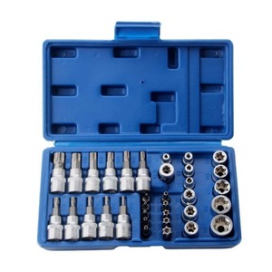 2026 Jeu de 34 embouts et douilles E-Torx, embouts de sécurité E-Torx mâles et femelles, entraînement 1/4" et 3/8", <span class=keywords><strong>outil</strong></span> manuel pour réparation automobile - Product Image 1