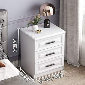 Mesita de noche blanca con 2 cajones, mueble de almacenamiento para dormitorio - Product Image 4