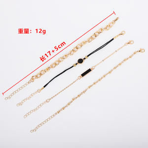 Geometric Gold Plated Chain Link <b>Bracelets</b> <b>Set</b> Unisex Trendy Jewelry 2024 - Product Image 4