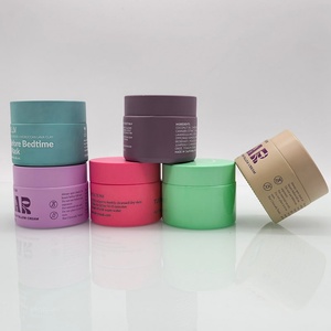 Pot cosmétique de luxe en verre rose givré vide pour crème visage, corps et yeux 50g, avec couvercles - Product Image 2