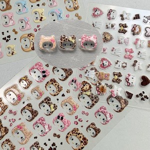 Nuevo Maillard Hot Girl patrón de leopardo <span class=keywords><strong>Hello</strong></span> <span class=keywords><strong>Kitty</strong></span> pegatinas de <span class=keywords><strong>uñas</strong></span> auriculares de dibujos animados relieve arco DIY decoración de <span class=keywords><strong>uñas</strong></span> - Product Image 1