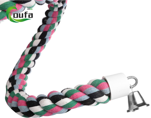 Papağan kuş ayakta oyuncaklar pamuk halat renkli oyuncak çiğnemek için Perches kuş kafesi pamuk halat kuş aksesuarları - Product Image 6