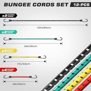 Wantu – corde élastique robuste en nylon de 8mm, avec crochets à double extrémité, pour moto, vélo, emballage de marchandises, usage domestique, 12 pièces - Product Image 5