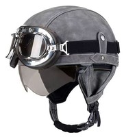 Casque de moto vintage rétro LDQ demi-face en ABS homologué DOT avec visière transparente à dégagement rapide unisexe toutes saisons