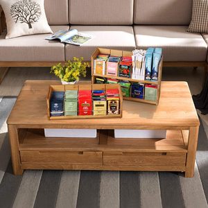 Caja de almacenamiento de madera para bolsitas de té y café, estante de varios niveles para refrigerios y dulces, estante de bambú - Product Image 3