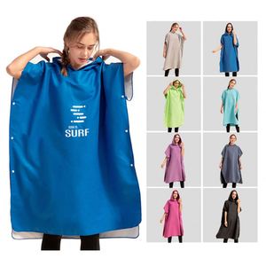 Serviette de plage à capuche en microfibre suédée unie, absorbante et douce, avec logo personnalisé, pour adultes unisexes - Product Image 1