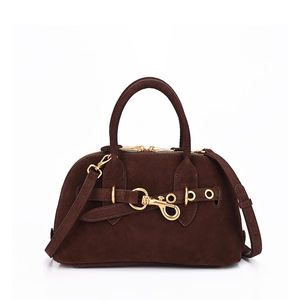 Bolso retro de piel de vaca esmerilada, mini bolso de mano de gamuza, bolso de hombro de cuero a la moda. - Product Image 1