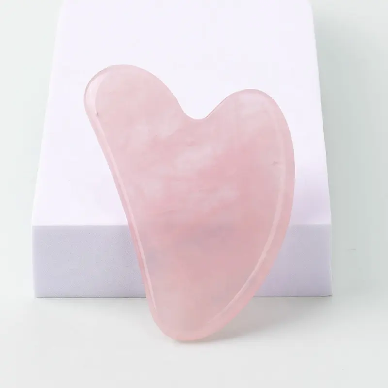 Herramientas de masaje de cristal natural al por mayor masajeador facial personalizado Jade Gua Sha piedra cuarzo rosa Guasha