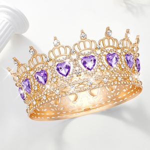 Grande Tiare <span class=keywords><strong>de</strong></span> Roi en Alliage Plaqué Or Rose Brillant avec Pierre Rouge en Forme <span class=keywords><strong>de</strong></span> Cœur et Sertissage à Griffes, Tendance, pour Anniversaire - Product Image 4