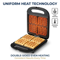 Machine à petit-déjeuner polyvalente avec plaques de cuisson interchangeables pour gaufres, crêpes, beignets, sandwichs et plus encore