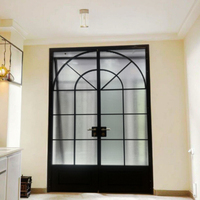 Portes de Sécurité en Aluminium et Verre Trempé Double, Style Moderne, pour Villa Française, Entrée Principale Extérieure, Hôtel, Appartement