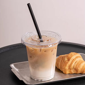 Gobelets en <span class=keywords><strong>plastique</strong></span> PET/PP jetables personnalisés avec logo imprimé, couvercles et pailles, faible MOQ pour café glacé et boissons froides, vente en gros - Product Image 3