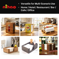 NIHAO Porte-serviettes en bois, distributeur de serviettes en papier pour comptoir, pour restaurant, café, bar, hôtel