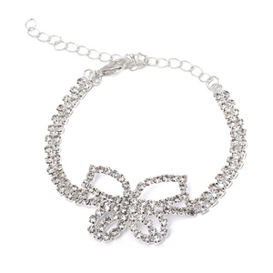 Tobillera de Cristal con Mariposa de Moda para Mujer, Joyería de Fiesta de Aleación de Zinc con Diamantes de Imitación y Engaste de Garra, Corte Brillante Redondo - Product Image 5