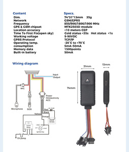 Mini Localizzatore <span class=keywords><strong>GPS</strong></span> 2G per Auto e Moto con Tracciamento in Tempo Reale, Blocco Velocità, IP APN e Allarme SOS - Product Image 5