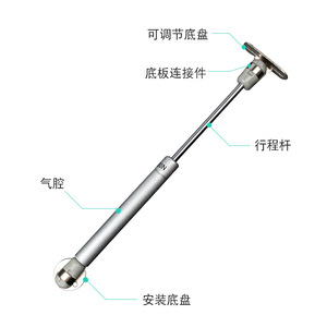 Amortisseur hydraulique à gaz 100N avec embout en fer pour support de porte d'armoire, tige télescopique à amortissement - Product Image 1