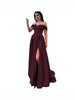 S3518N Nouvelle Robe de Soirée de Bal en Satin à Épaules Dénudées et Sans Bretelles avec Fente, Idéale pour Hôtesse de Réunion Annuelle - Collection 2026, Meilleure Vente