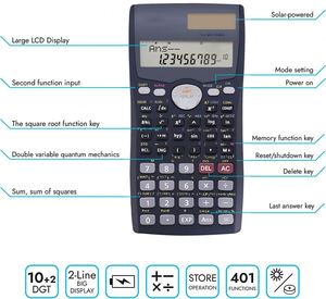 Calculadora Científica para Estudiantes de Secundaria, 401 Funciones, Alimentación por Batería, Calculadora Científica Fx 991 - Product Image 2