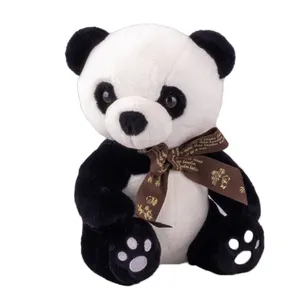 乐迪8英寸黑色歪熊猫新款卡哇伊熊猫毛绒玩具儿童毛绒可爱动物熊猫毛绒玩具女孩礼物