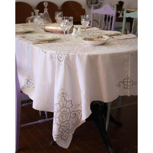 Mantel de Lino y Algodón Gris Siciliano Carlareggio, Paquete de 12, Estilo Europeo con Encaje, para Bodas, Fiestas, Bares, Mesas de Comedor, para Hoteles - Product Image 1