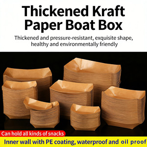 Boîte en papier jetable en forme de bateau, résistante à l'huile et à l'eau, idéale pour les frites, les hot-dogs, les barbecues, les pique-niques - Product Image 2