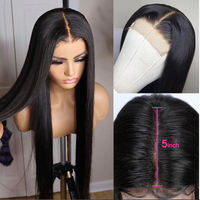 Perruque HD 13x4 en dentelle frontale indienne naturelle, sans colle, style long et raide, pour femmes noires, en cheveux humains indiens