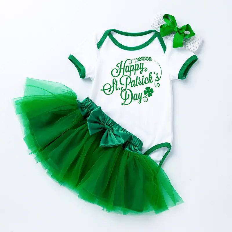 Usa Kleding Baby Meisjes Pasgeboren Mijn 1e Eerste Saint Patrick 'S Day Klaver Bodysuit En Jurk Tutu Rok Outfit Set