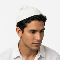 Kipá Premium 100% Algodón Sin Costuras para Hombre, Yarmulke Judío de Alta Calidad con Borla Superior, Tejido a Mano, Logotipo Personalizado, Kipás Blancas