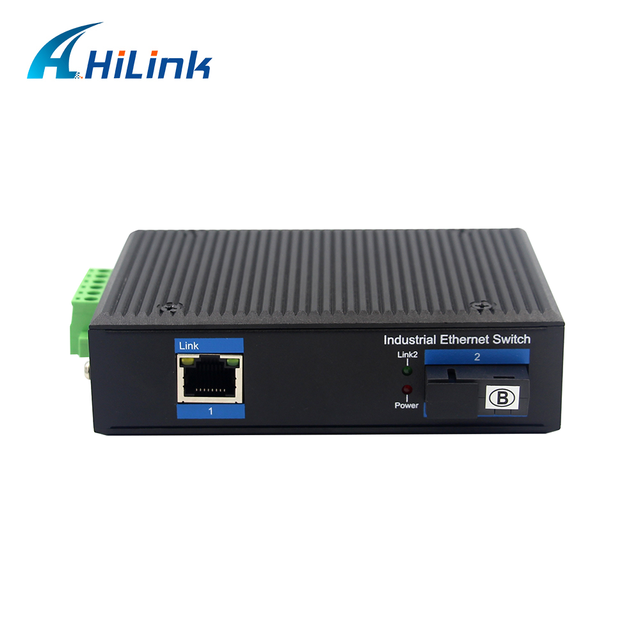 1X100Base SC Fiber Plus 1X10/100Base Din-Rail Ethernet Switch 1310nm/1550nm Industrial SC Media Converter