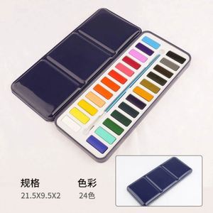 12 Colors Solid Watercolor Cakes Paint Set for <b>Canvas</b> Paper & Glass with Tin <b>Box</b> and Brush - Product Image 2