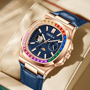 ONOLA 3855CH Nuevo Reloj Mecánico de Diamantes de Moda para Hombre, Reloj de Negocios Personalizado con Correa de Cuero Automática, Resistente al Agua - Product Image 2