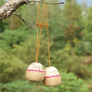 Bamboo Weaving Craft Ball Natural Handmade Souvenir Keychain Gift Folk Art Decor - Product Image 2
