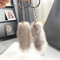Mini porte-clés en vraie fourrure de vison, jouet en peluche, pendentif pour sac à dos femme, porte-clés de voiture, breloques, ornements à suspendre pour sac, cadeau d'anniversaire pour filles
