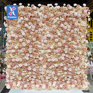 Promettre mur de fleurs artificielles 3D mur floral de pose rose pour la décoration de fond de mariage - Product Image 1