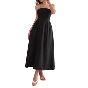 Vestido Largo Elegante de Mujer, Color Sólido, Sin Mangas, Espalda Descubierta, Estilo Tubo, Corte en A - Product Image 6
