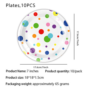 Fournitures de fête d'Halloween de Noël personnalisées, ensemble de vaisselle à pois colorés, assiette de célébration d'anniversaire, serviette de table pour les décorations de <span class=keywords><strong>Pâques</strong></span> - Product Image 5