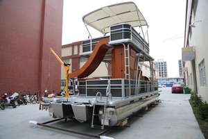 Barco pontón flotante inflable de aluminio de alta calidad de dos pisos para surf 22 pies 90HP Motor fueraborda capacidad para 10 personas - Product Image 4