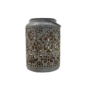 Hanging Solar Lantern with Handle Use As Table Lantern Waterproof With Hollow Carving