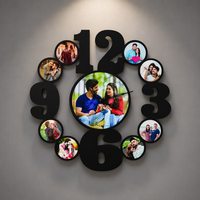 Jam Dinding Kayu MDF Bulat 12 Inch Custom Nomor, Grosir, untuk Sublimasi