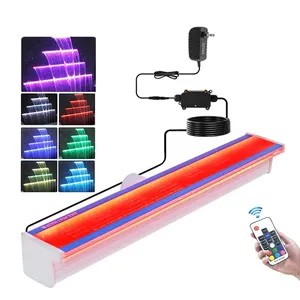 Stand-Alone Adapter AC Plug Rgb Light Rectangular Pool Water Waterfall Swimming Pool Cascade Water Blade Led Acrylic Waterfall