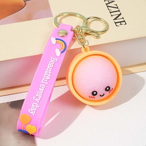 Cute Squishy Bun Keychain Cartoon Smiley Steamed Stuffed Bun Pendant Soft <b>Stress</b> Relief Squeeze Toy Key <b>Ring</b> Bag Decor Gift - Product Image 2