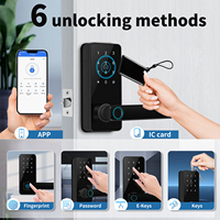 Cerradura de manija de cilindro inteligente conectada a la aplicación TTLock, entrada de código de contraseña de huella dactilar, cerrojo para puerta de aluminio, seguridad, dormitorio, Oficina